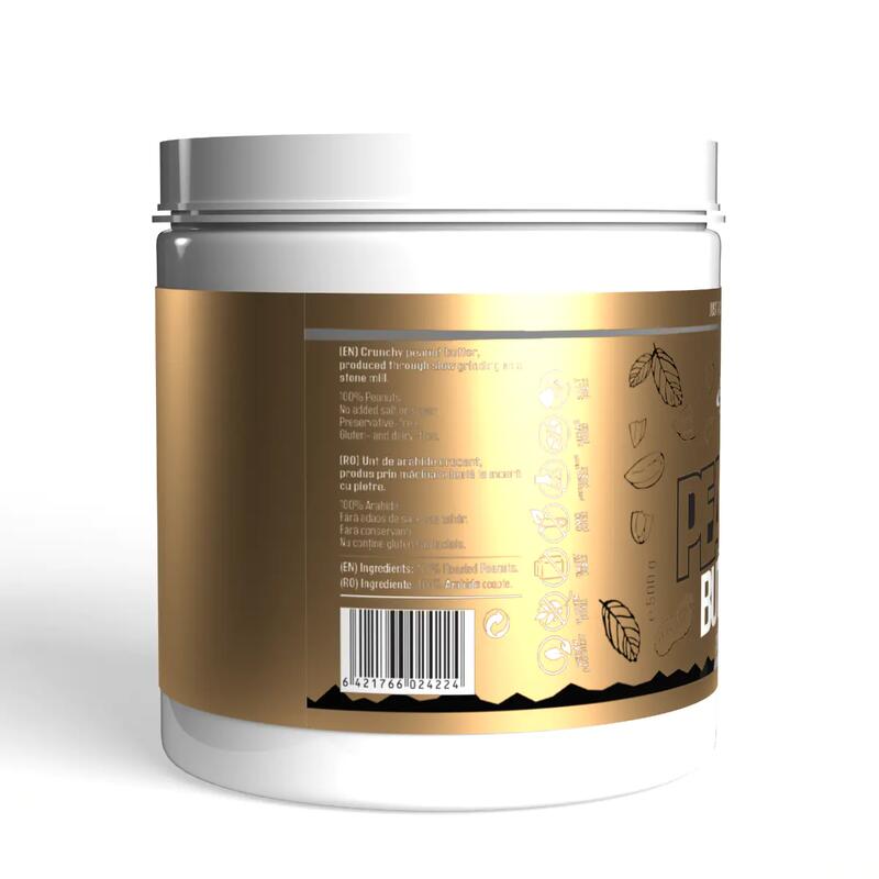 Unt de arahide 100%, Peanut Butter Crunchy, 500g
