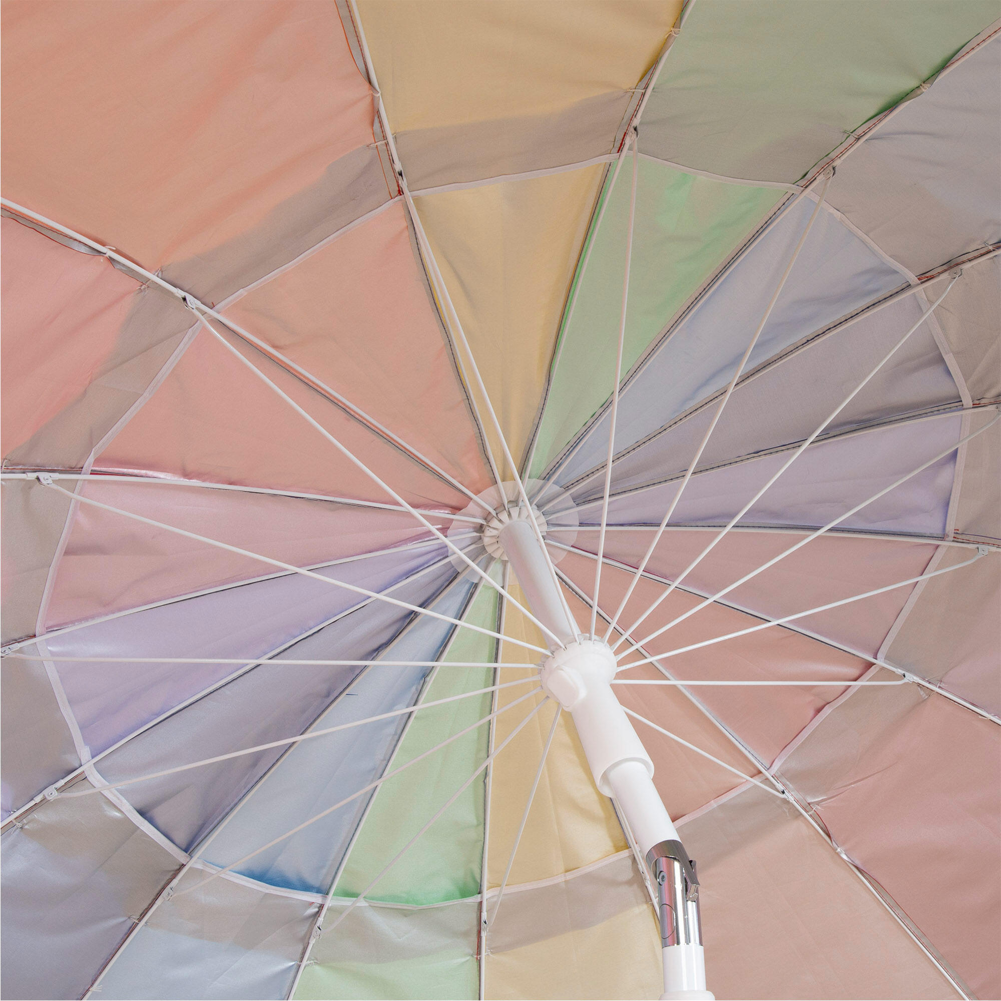 Parasol de plage 16 baleines 200 cm multicolore inclinable UV50 5/7