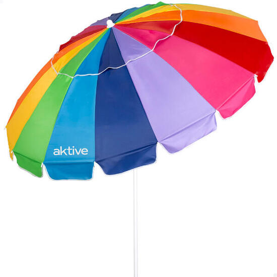 Parasol de plage 16 baleines 200 cm multicolore inclinable UV50