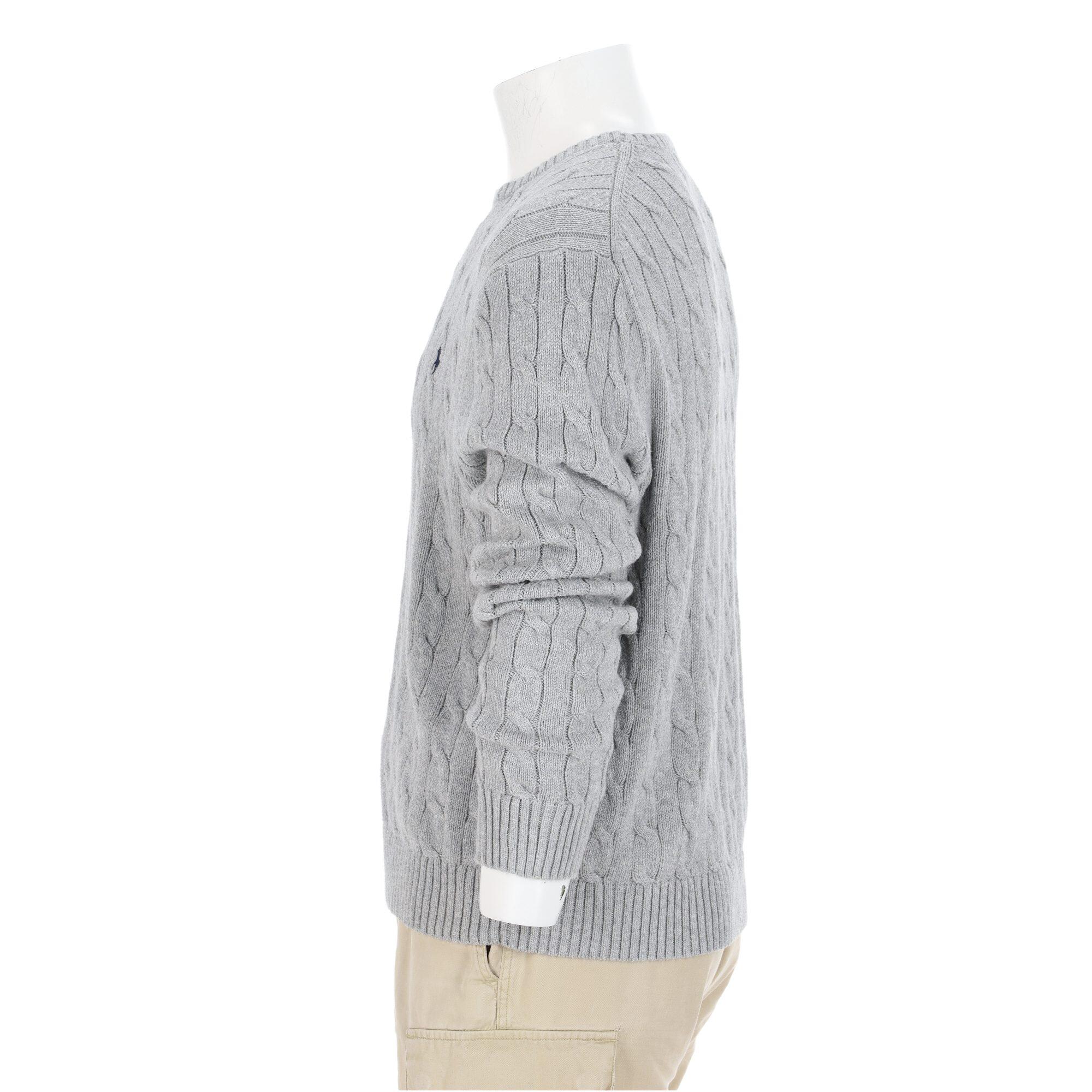Tweedehands - Trui Heren Kabelgebreid Grijs Polo Ralph Lauren - Als nieuw 3/7
