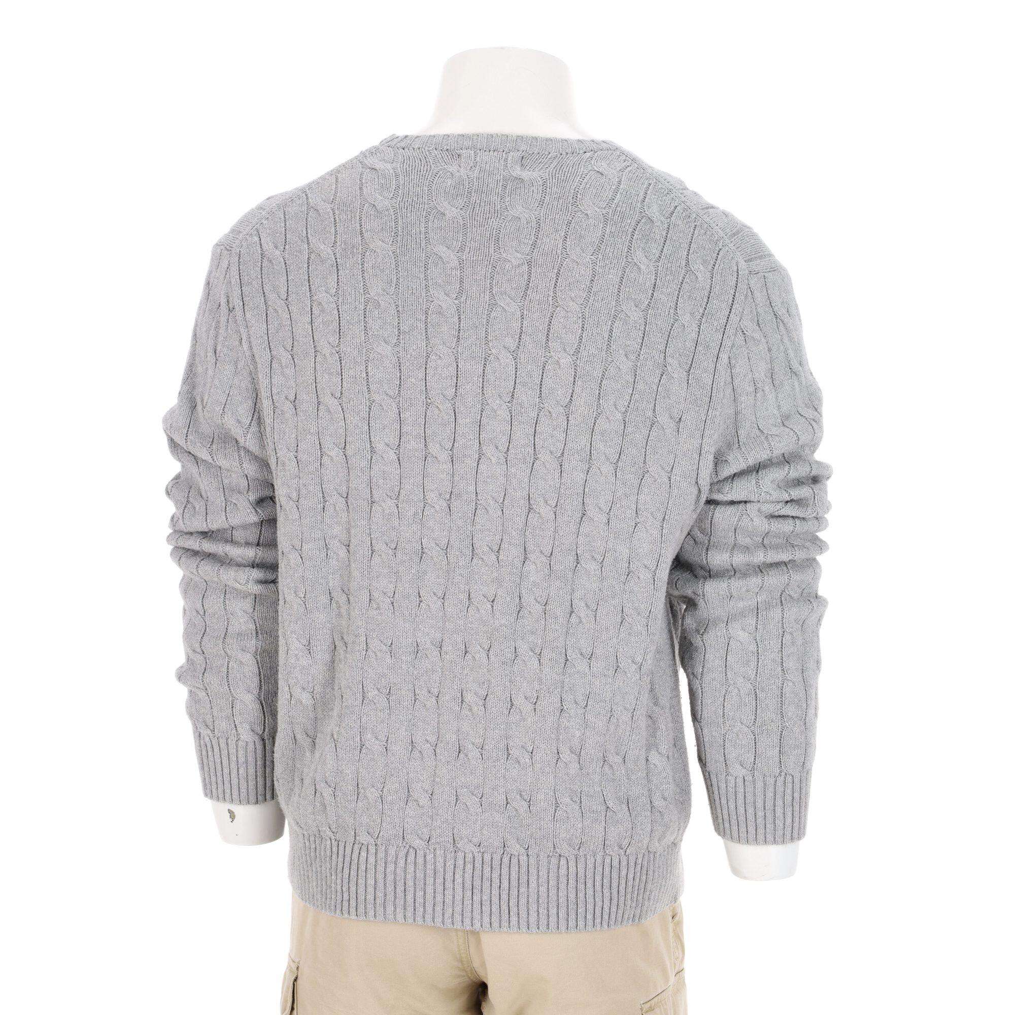 Tweedehands - Trui Heren Kabelgebreid Grijs Polo Ralph Lauren - Als nieuw 2/7