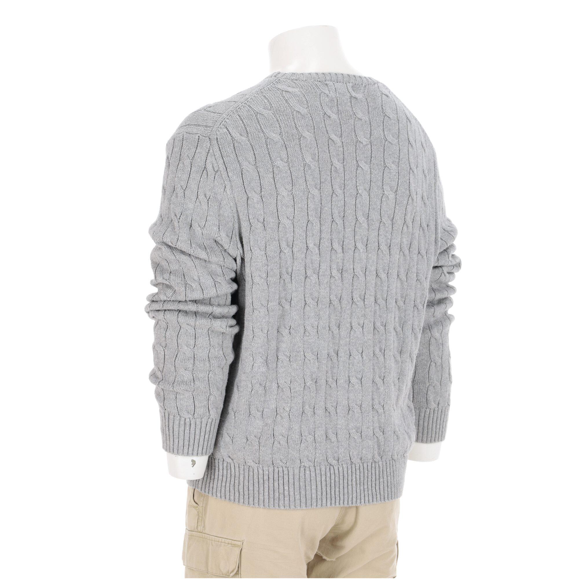 Tweedehands - Trui Heren Kabelgebreid Grijs Polo Ralph Lauren - Als nieuw 5/7