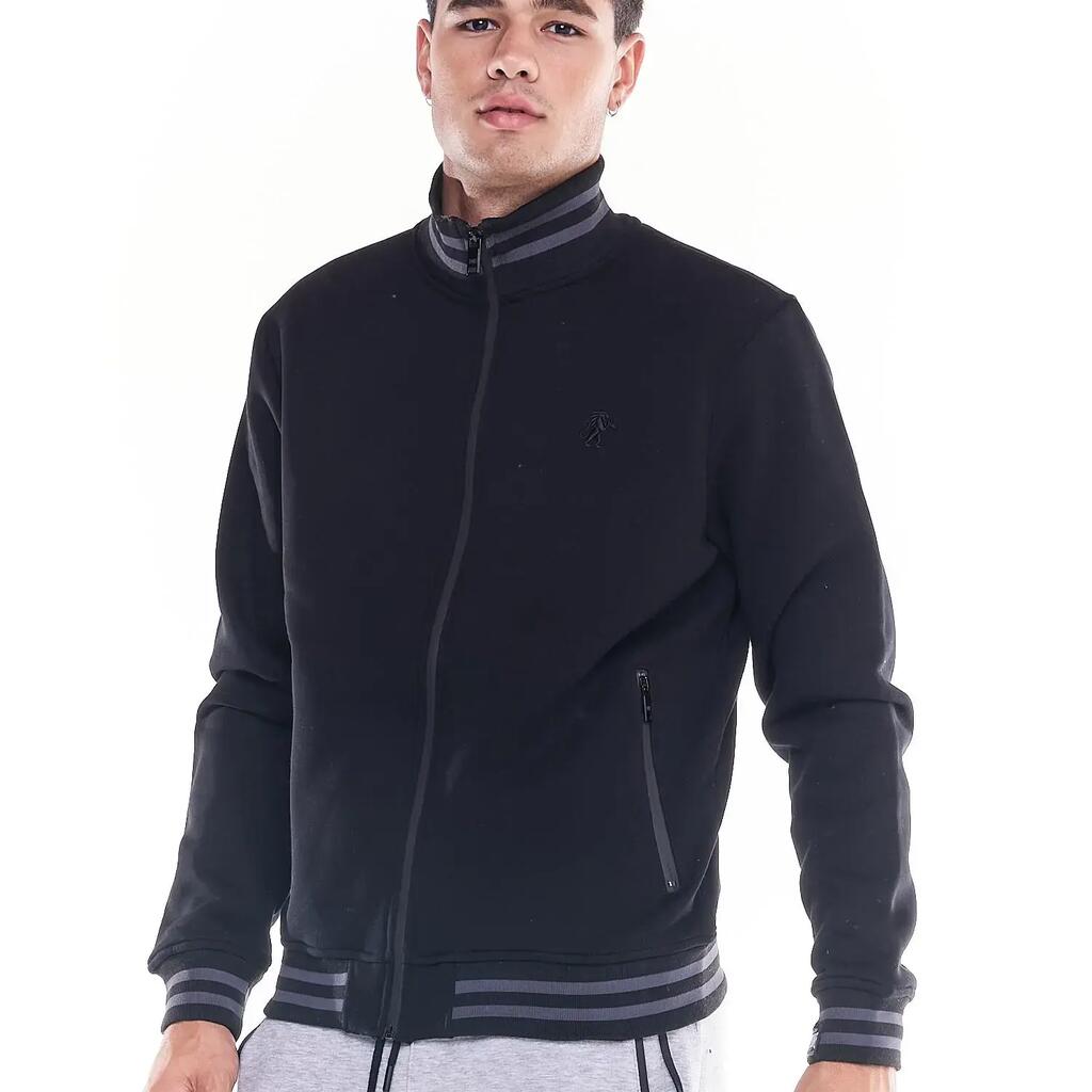 Men's Soft Basic Lion Icon Full-Zip Sweatshirts with Stand-Up Collar
