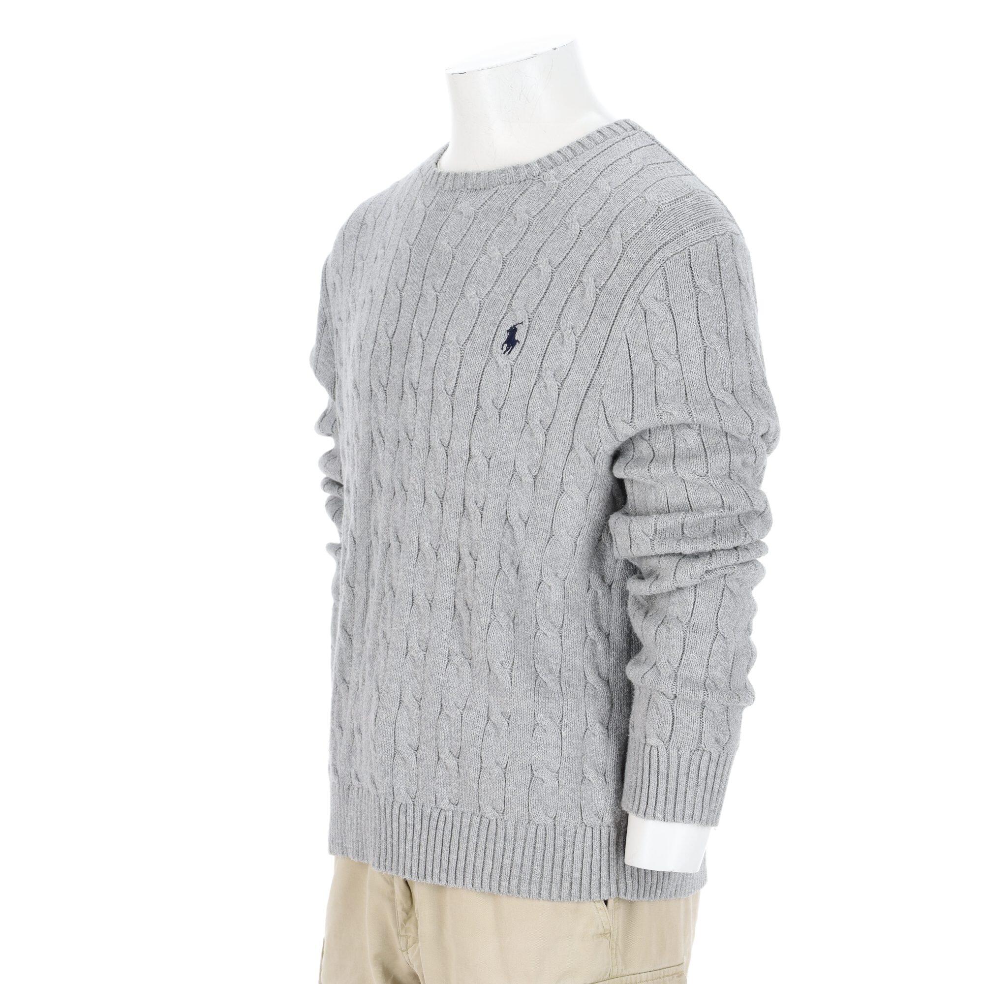 Tweedehands - Trui Heren Kabelgebreid Grijs Polo Ralph Lauren - Als nieuw 4/7