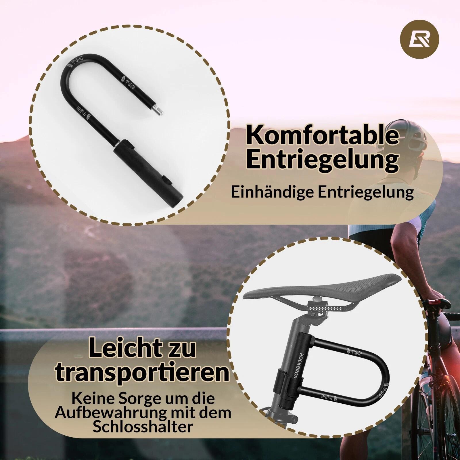 ROCKBROS U-Schloss Fahrradschloss Bügelschloss 3/6