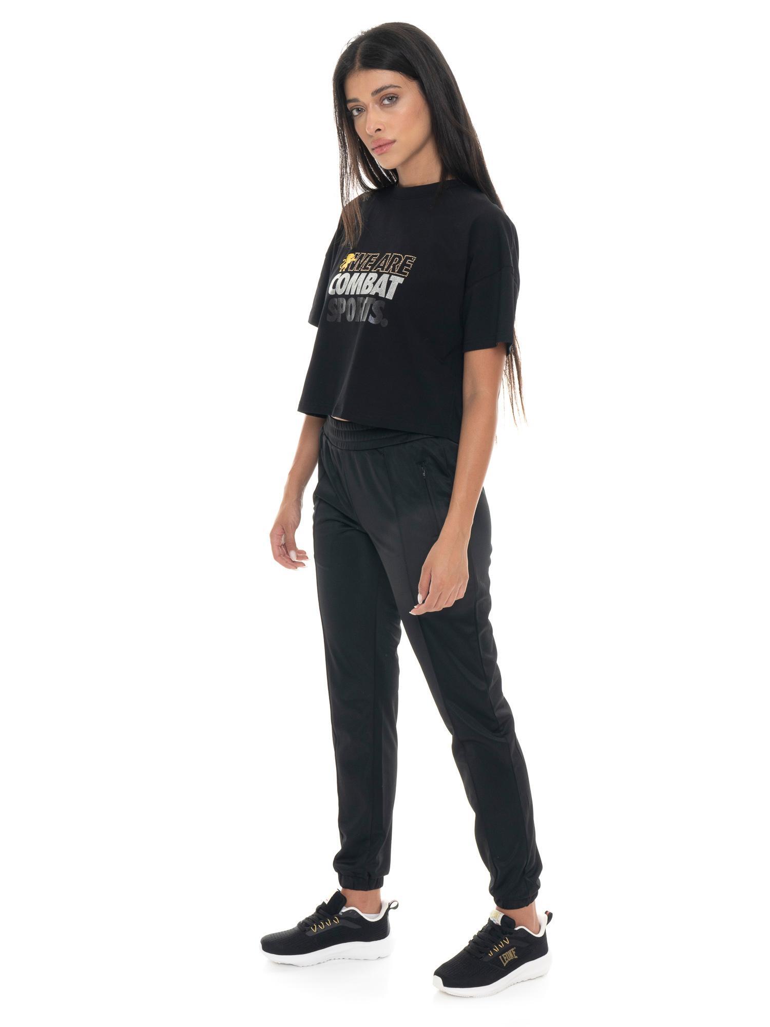 T-shirt donna crop a manica corta, tessuto elasticizzato Leone 1947 Gold Studs 2/5