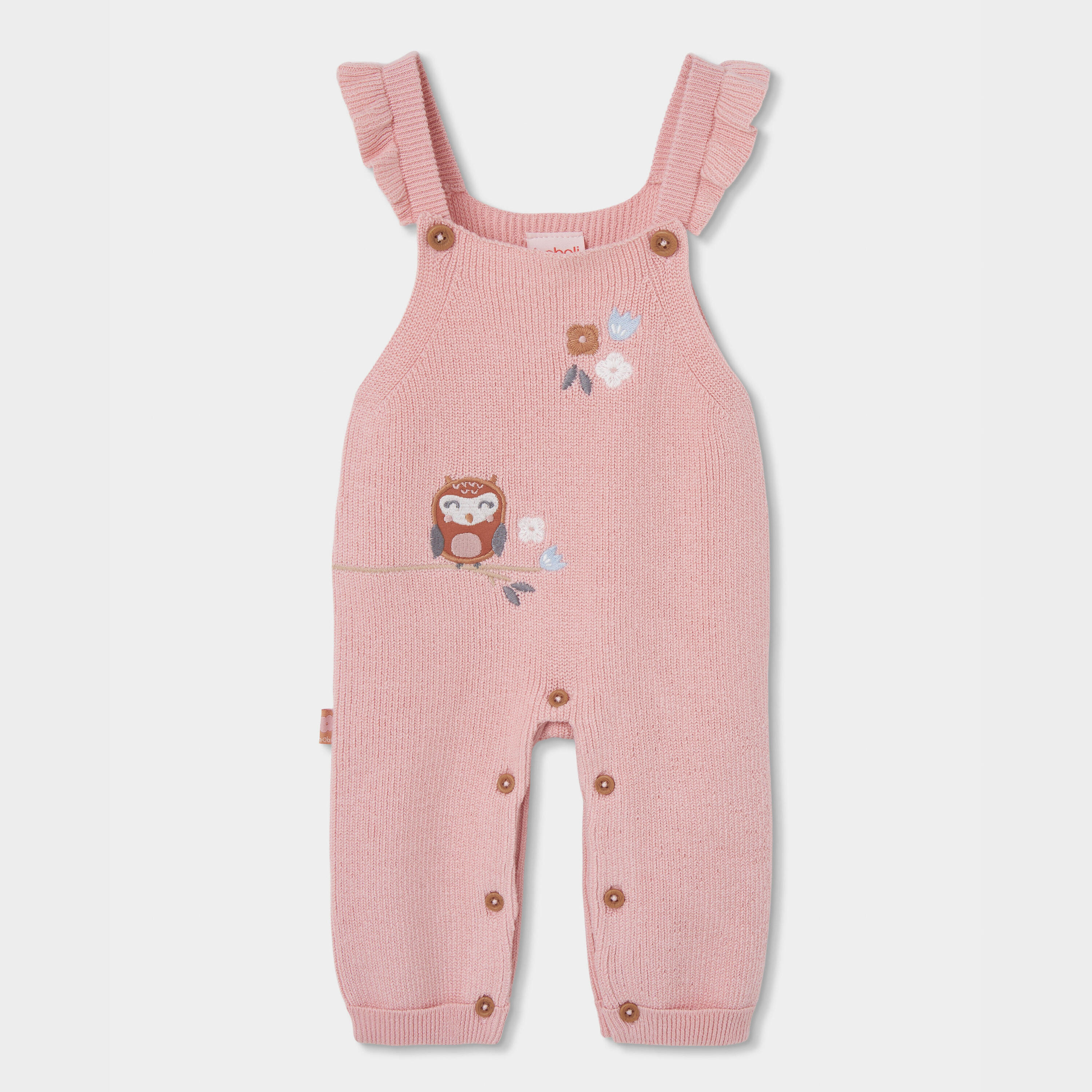 Conjunto punto bebé niña rosa bordado de búho 4/7