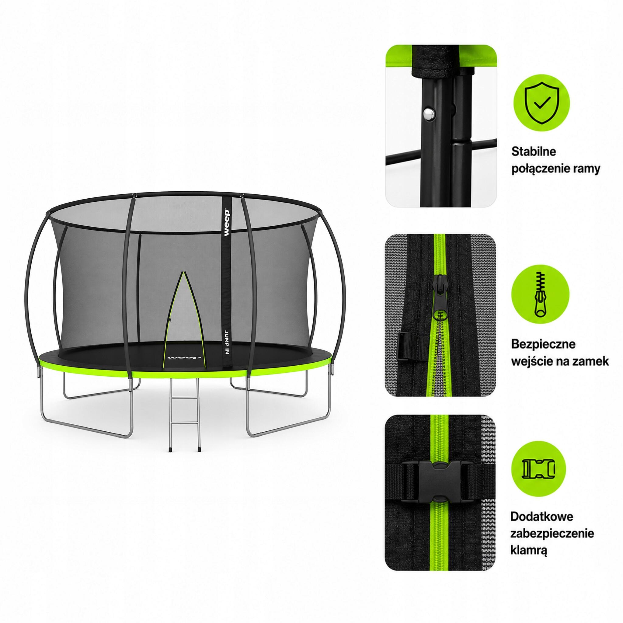 Trampolina Domowa Dla Dzieci Do Ogrodu Z Siatką Wewnętrzną - Weep 427cm 14" 7/7