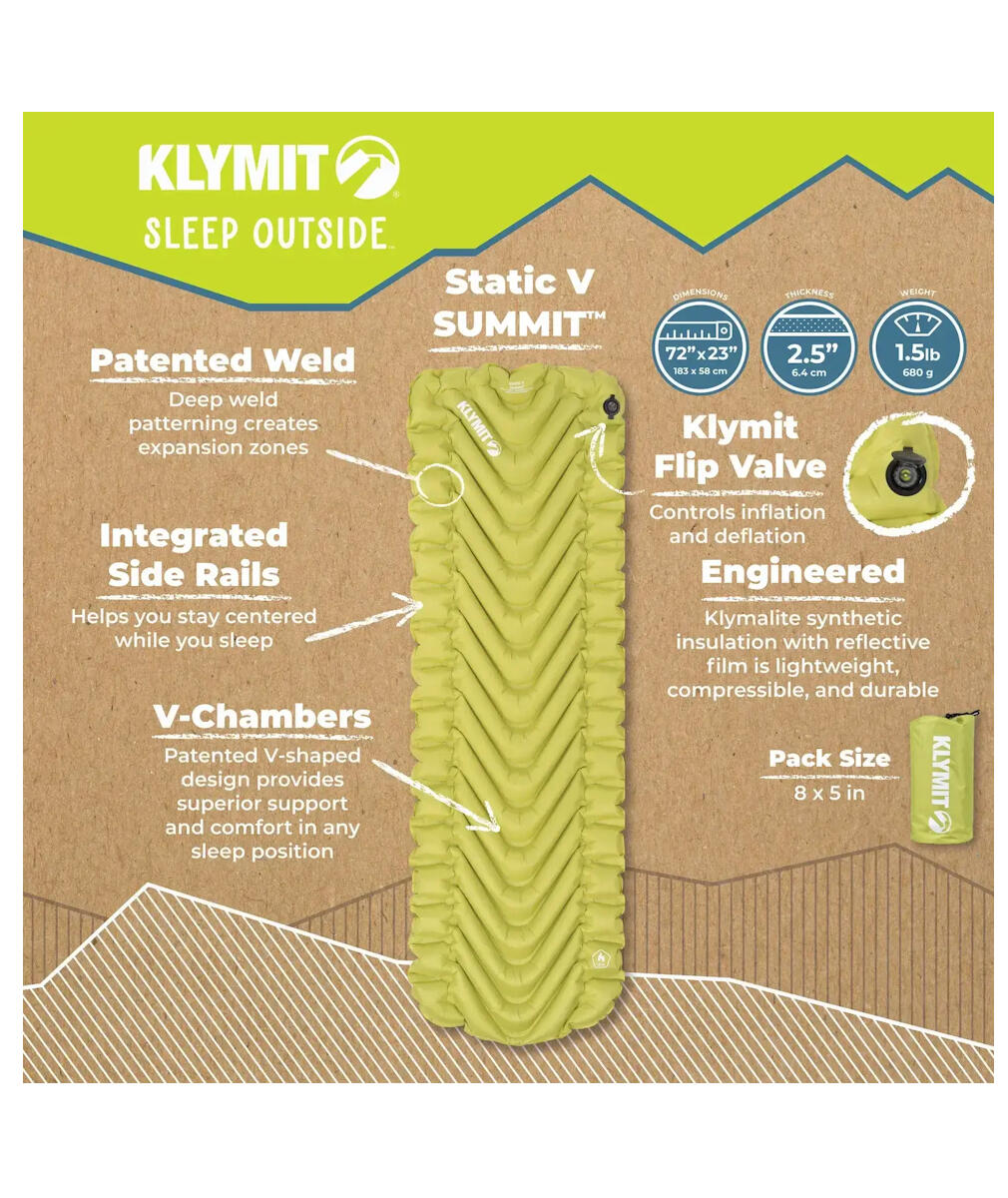 Materac dmuchany Klymit Static V Summit - electric green 6/7