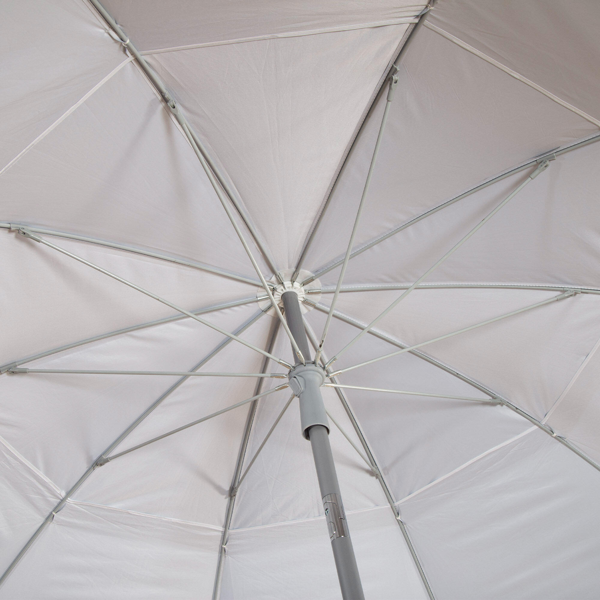 Parasol de plage 10 baleines 220 cm gris inclinable UV50 5/7