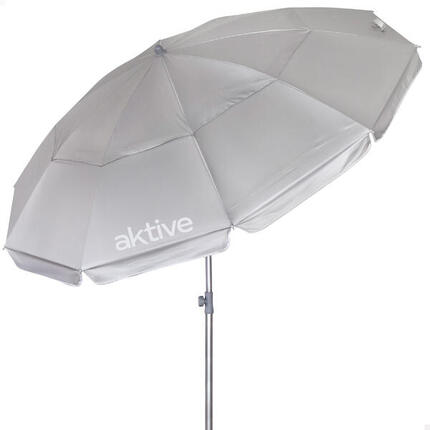 Parasol de plage 10 baleines 220 cm gris inclinable UV50