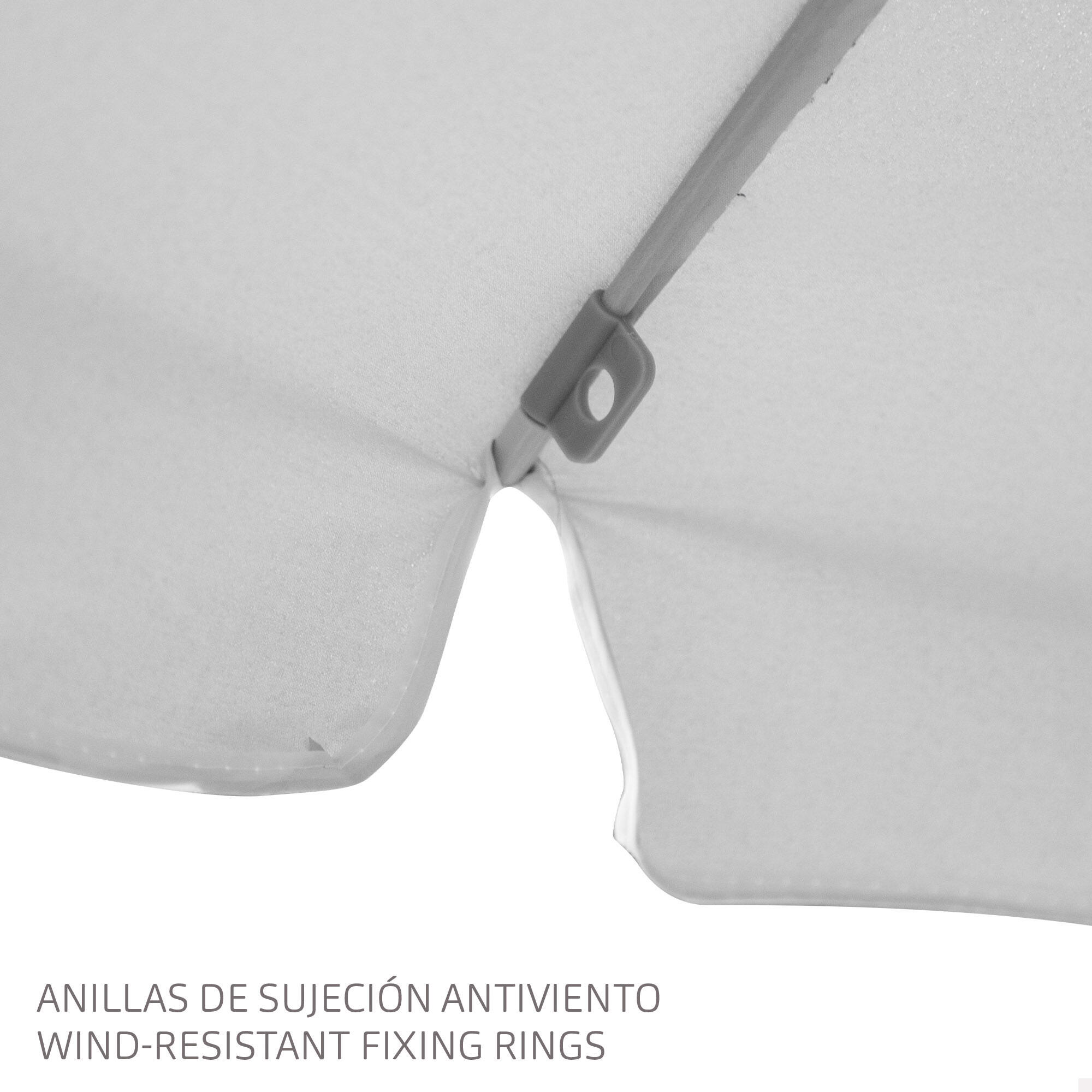Parasol de plage 10 baleines 220 cm gris inclinable UV50 6/7