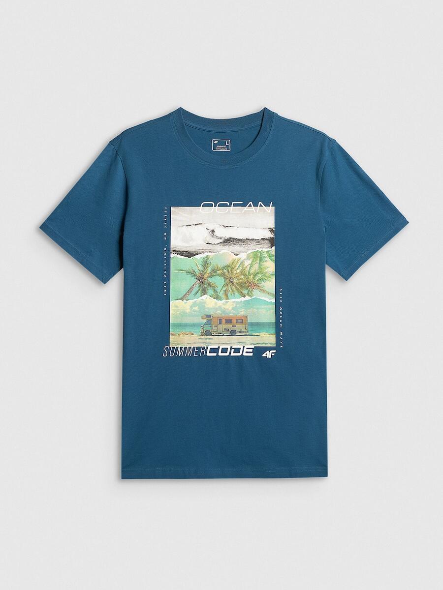T-shirt regular z nadrukiem męski 4F 4FRSS26TTSHM4304 5/7