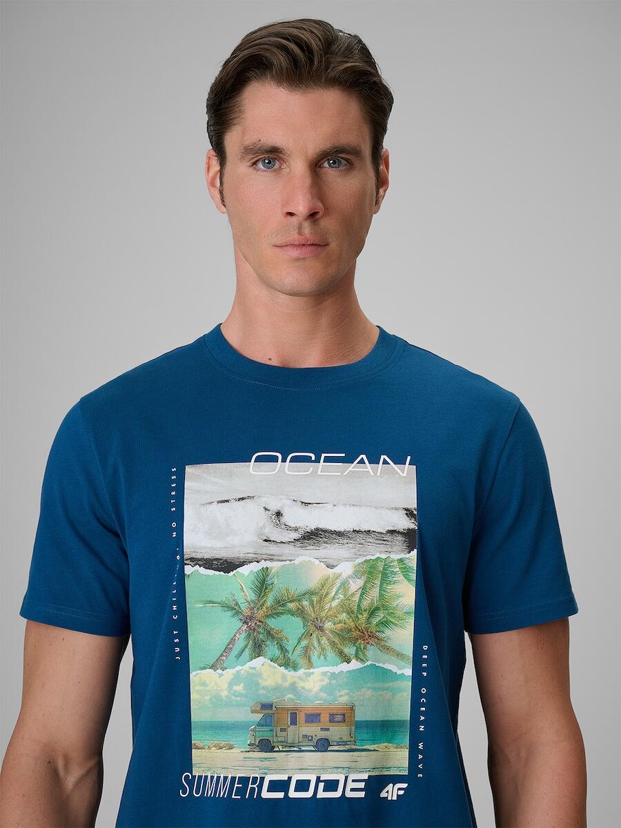 T-shirt regular z nadrukiem męski 4F 4FRSS26TTSHM4304 4/7