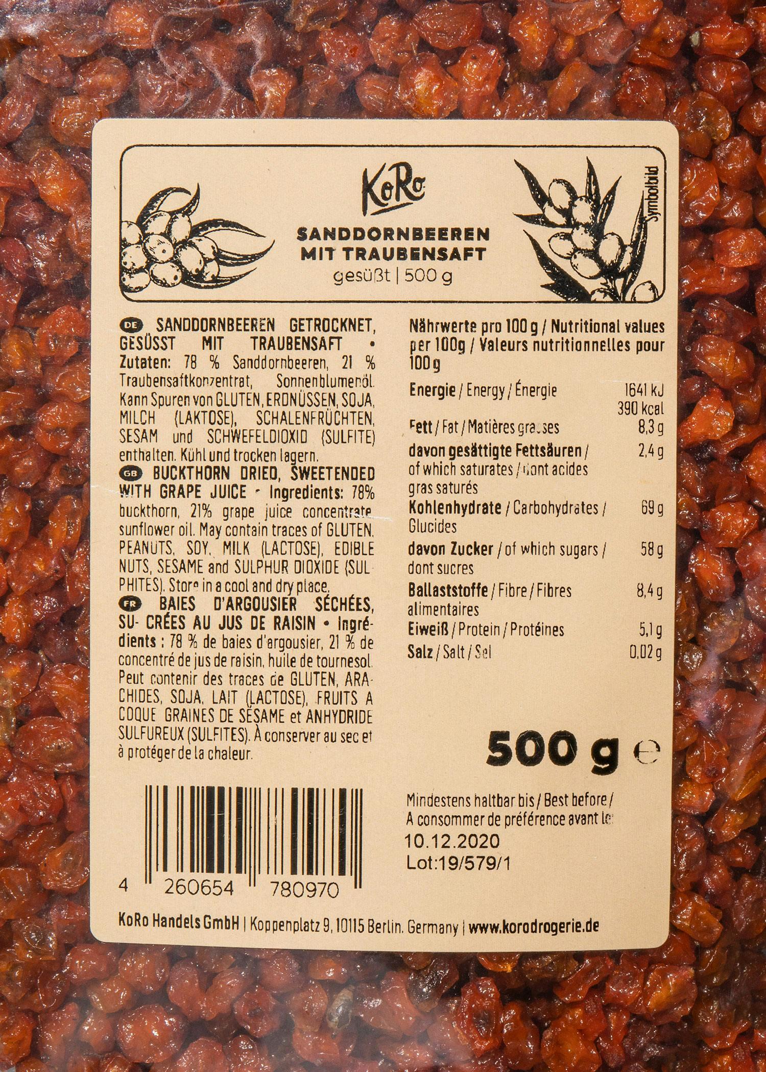 Bacche di olivello spinoso con succo d'uva | 500 g 4/6