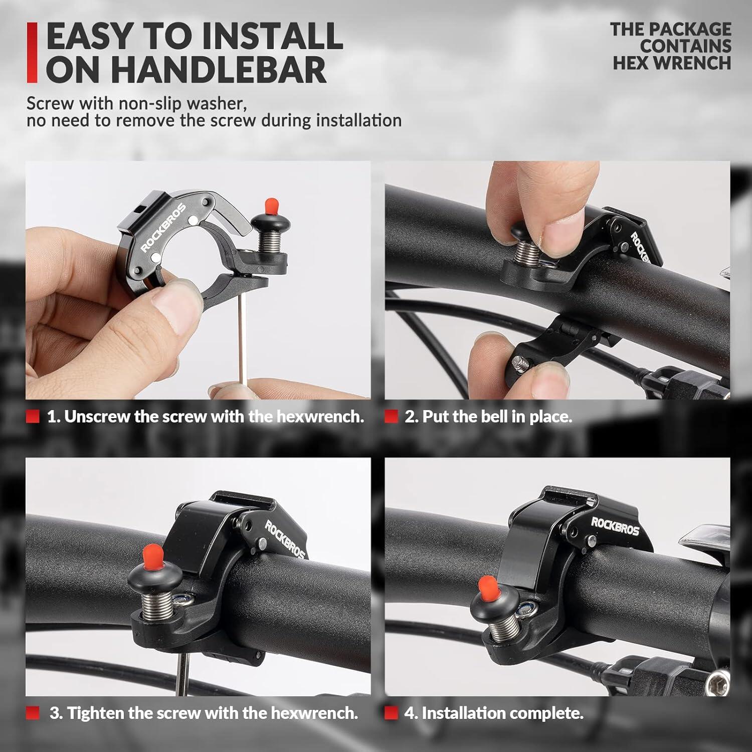 ROCKBROS Innovative laute Mini Fahrradglocke aus Aluminium 5/6