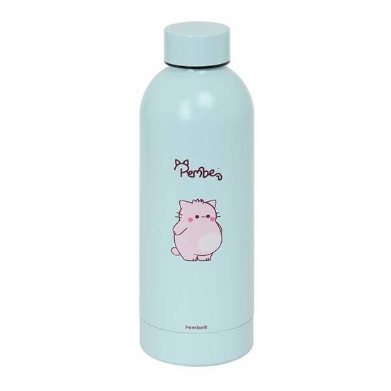 Gourde Bouteille isotherme en acier inoxydable Enfant Pembe The Pink Cat Bleu