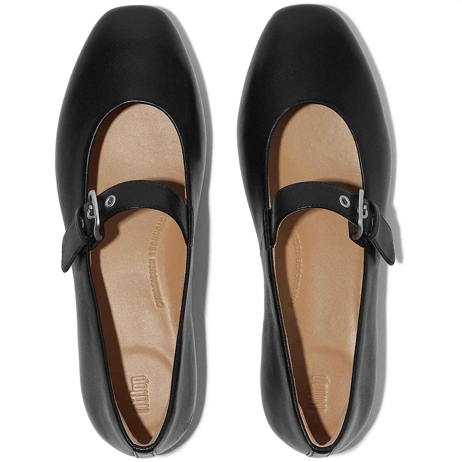 FitFlop Delicato Leather Mary Janes  All Black 38 3/7