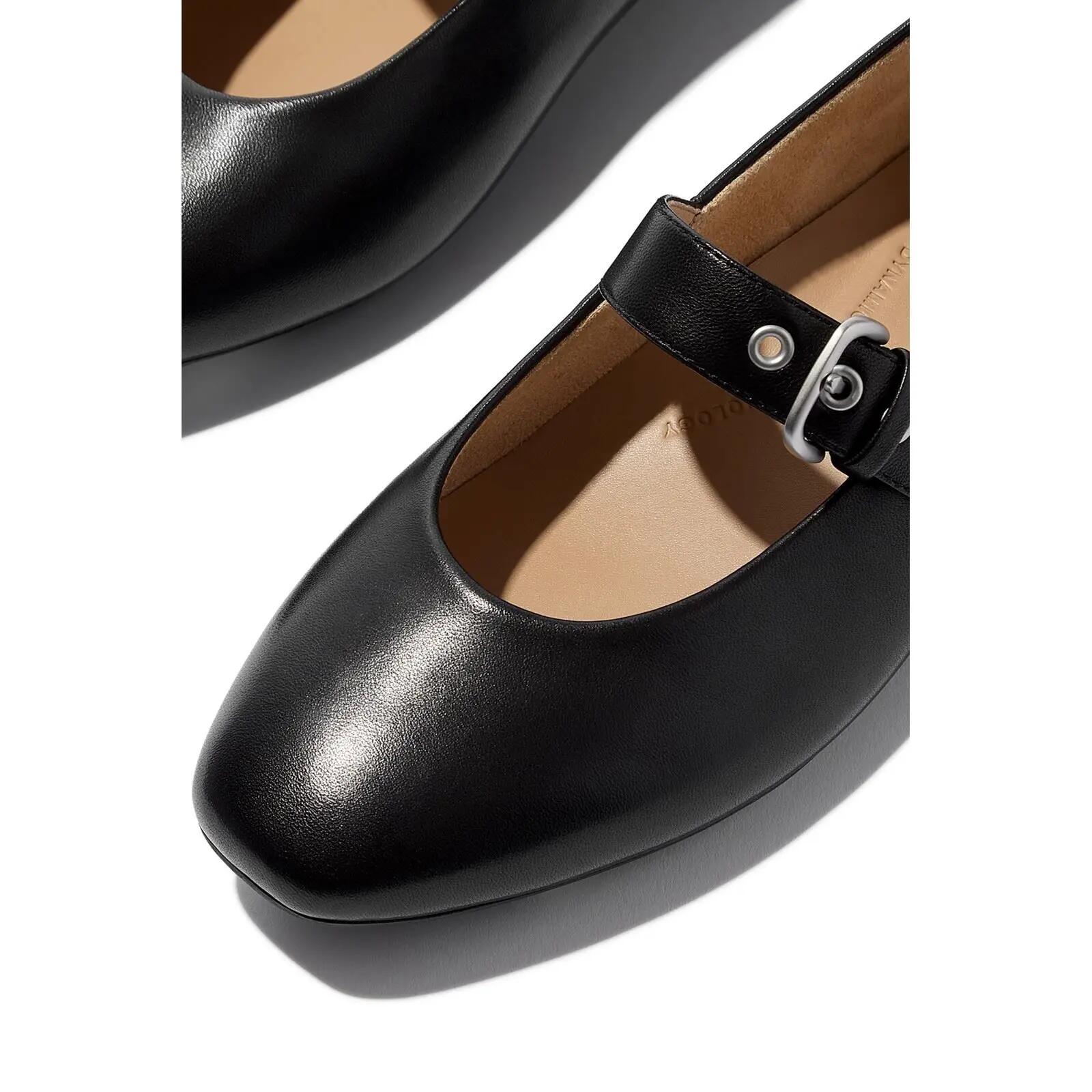 FitFlop Delicato Leather Mary Janes  All Black 38 5/7