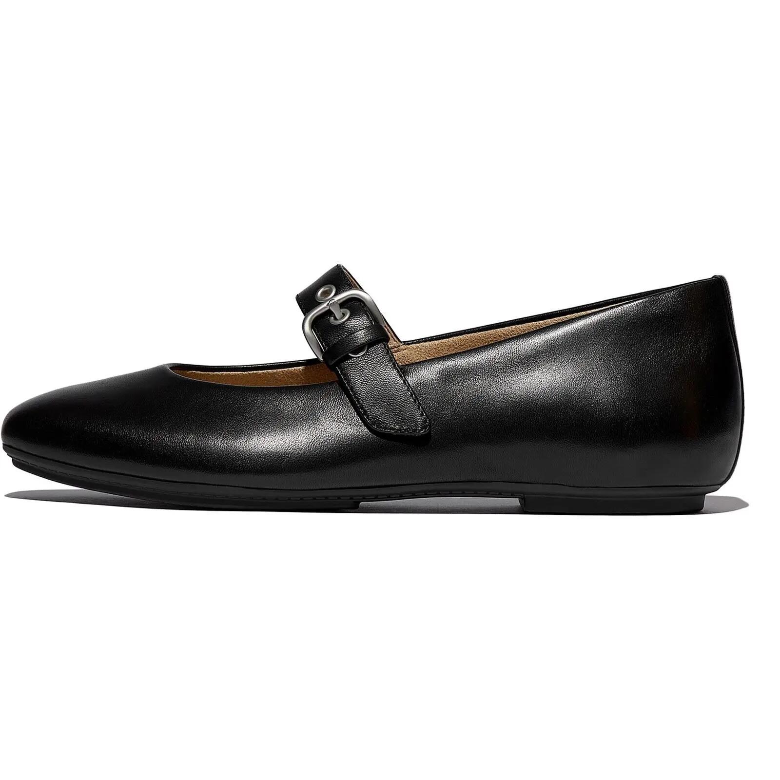 FitFlop Delicato Leather Mary Janes  All Black 38 4/7