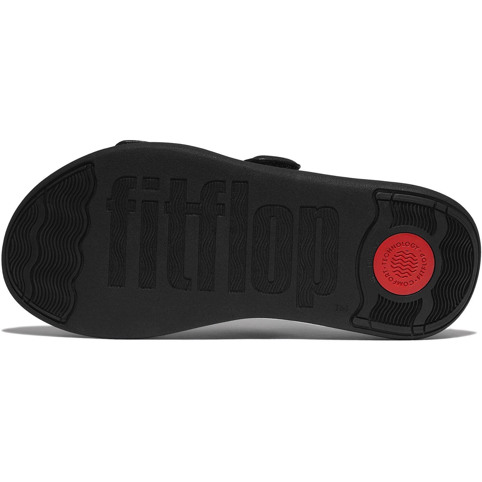 FitFlop F-Mode Go Adjustable Flatform Two-Bar Slides Zwart  GEHEEL ZWART 42 2/7