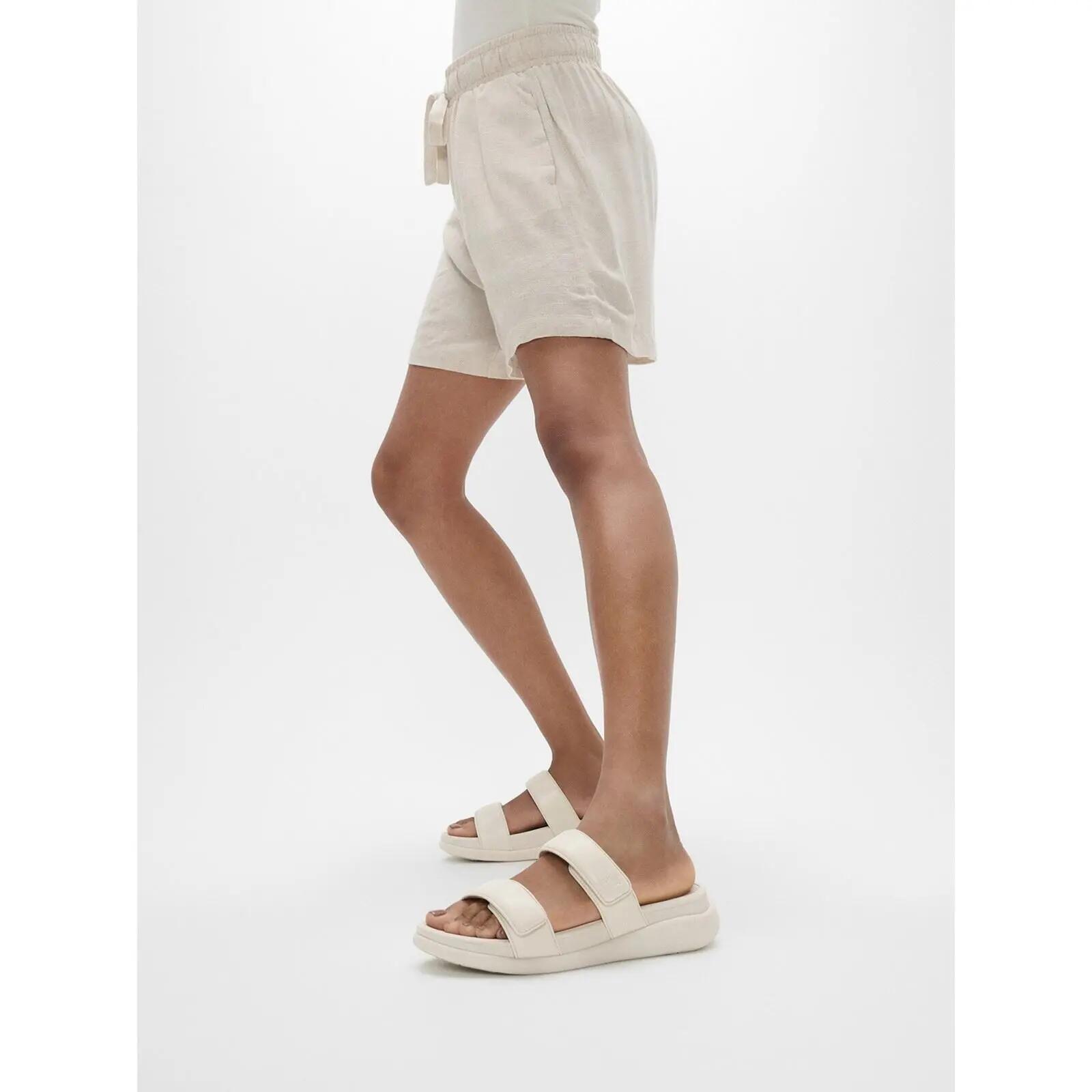 FitFlop F-Mode Go Adjustable Flatform Two-Bar Slides Beige  BEIGE PARIJS 37 6/7