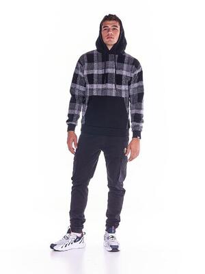 Work leisure wollen herensweatshirt met schotse ruit