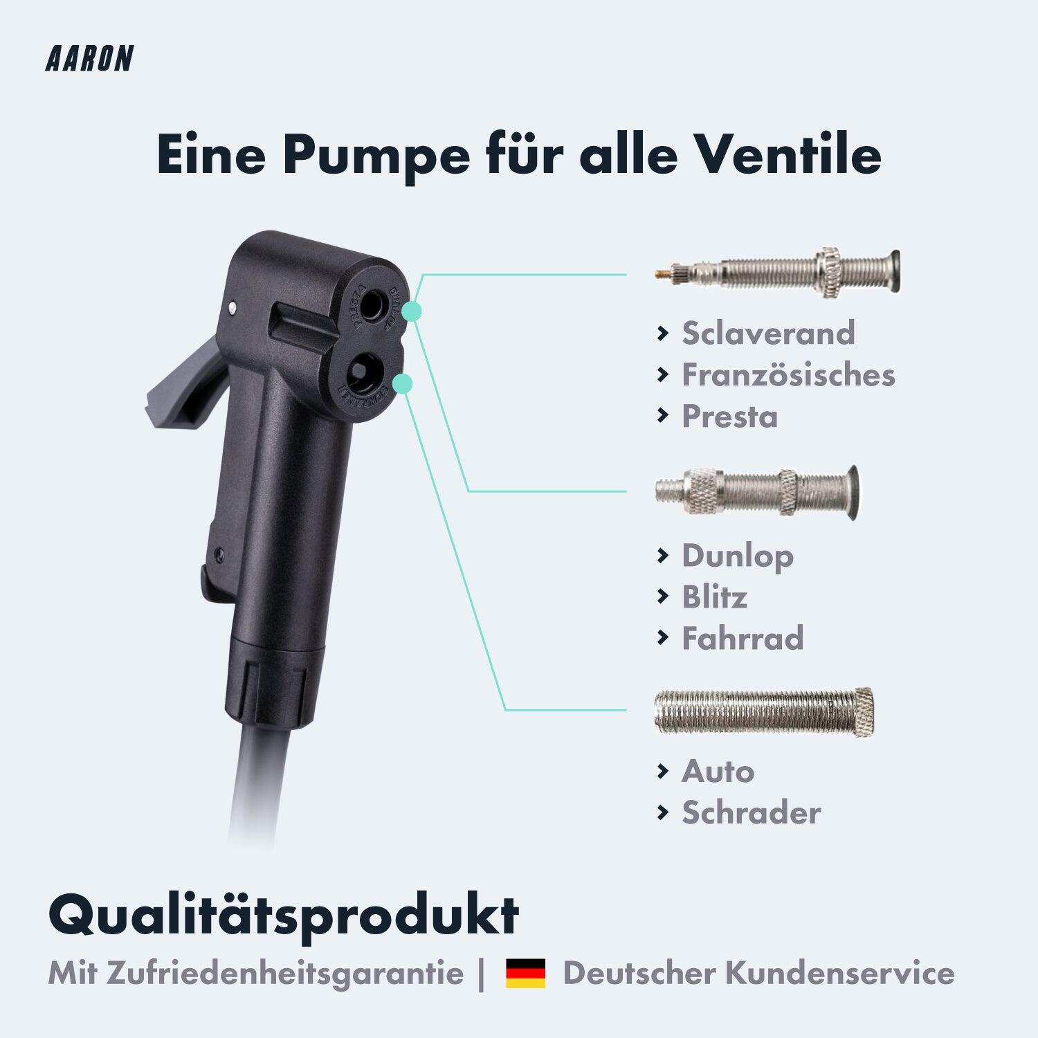 Sport One 3.0 Fahrrad Standpumpe mit Manometer, 11 Bar, für alle Ventile - Blau 2/7