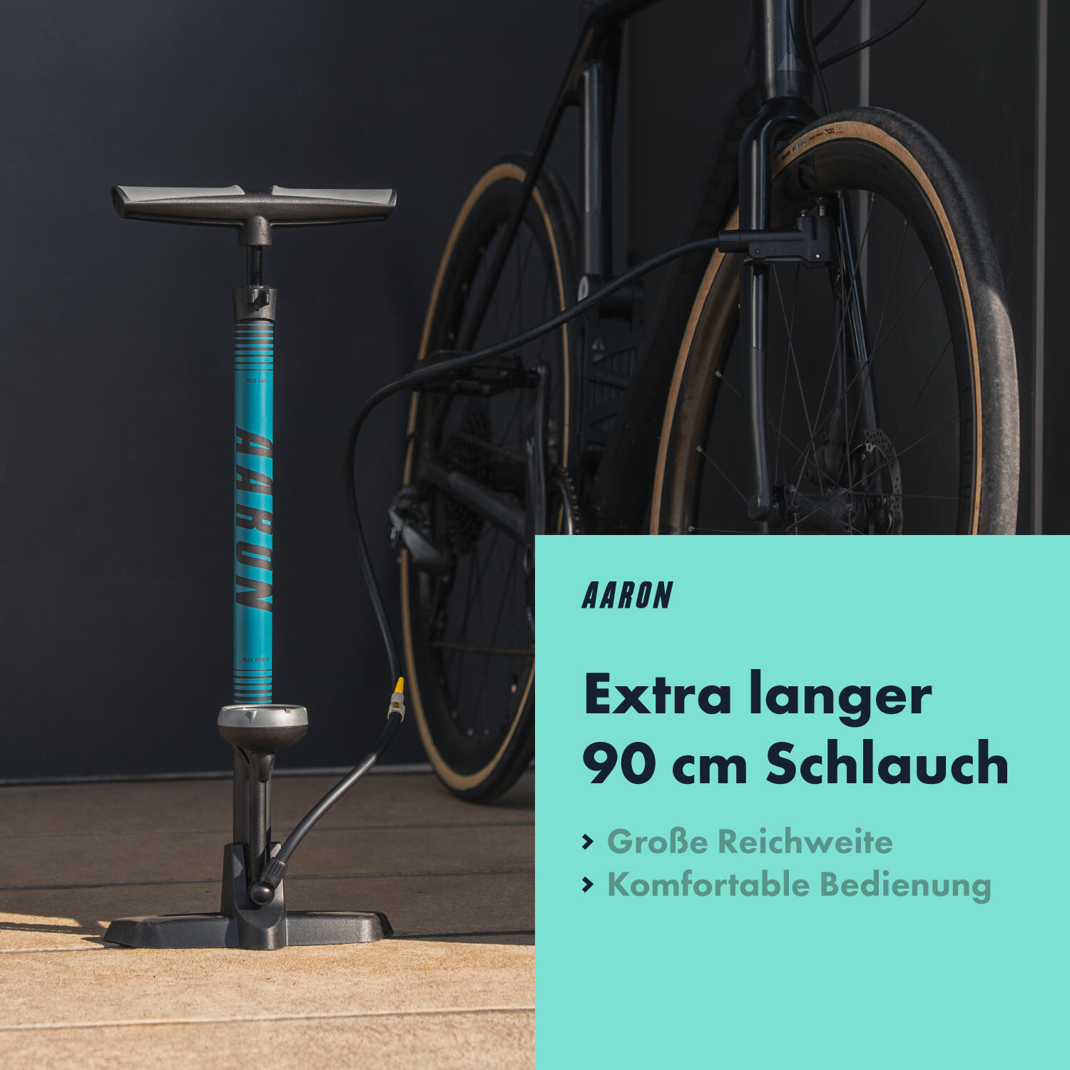 Sport One 3.0 Fahrrad Standpumpe mit Manometer, 11 Bar, für alle Ventile - Blau 5/7