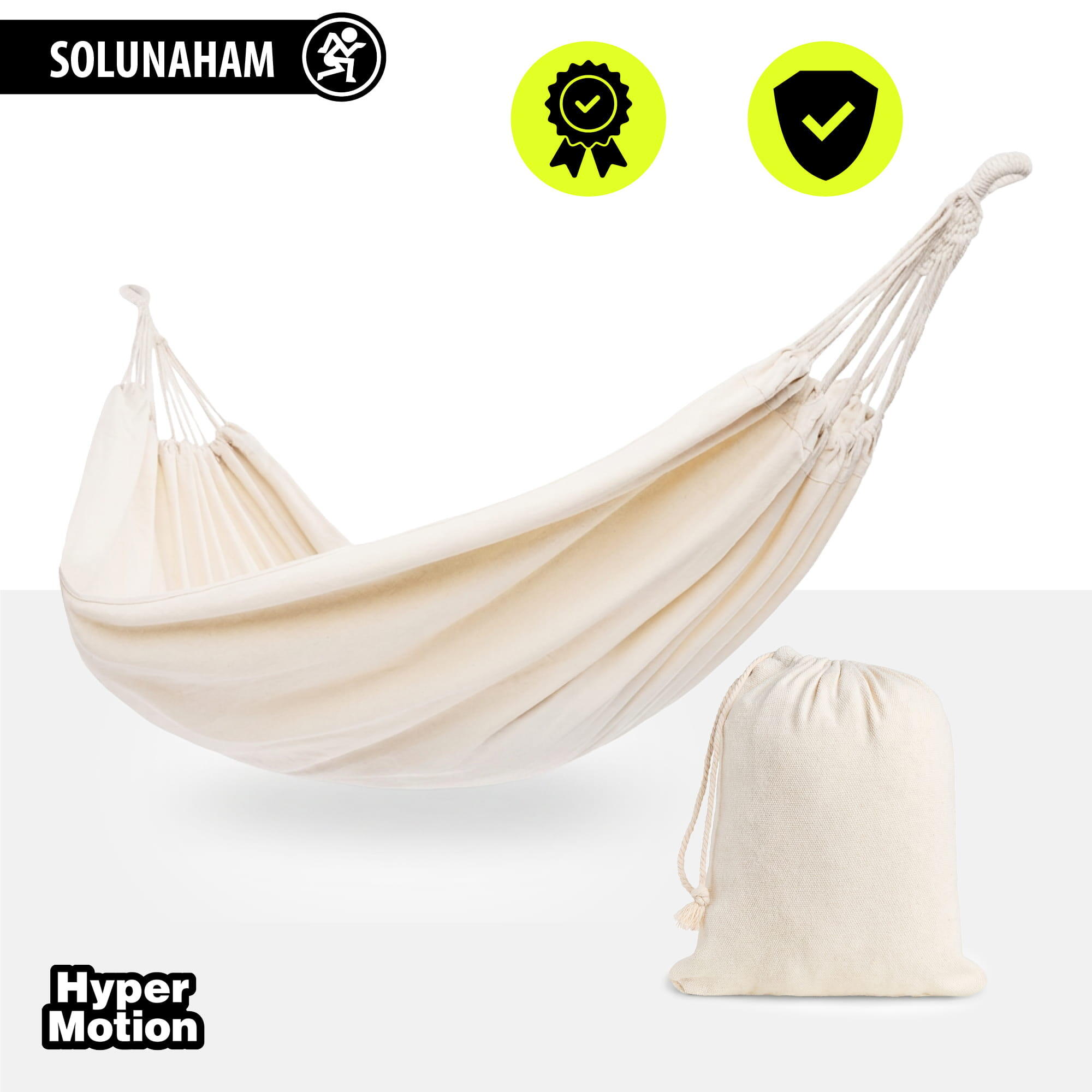 Bohemien hangmat in beige 200x150 cm, draagvermogen 100 kg 2/7