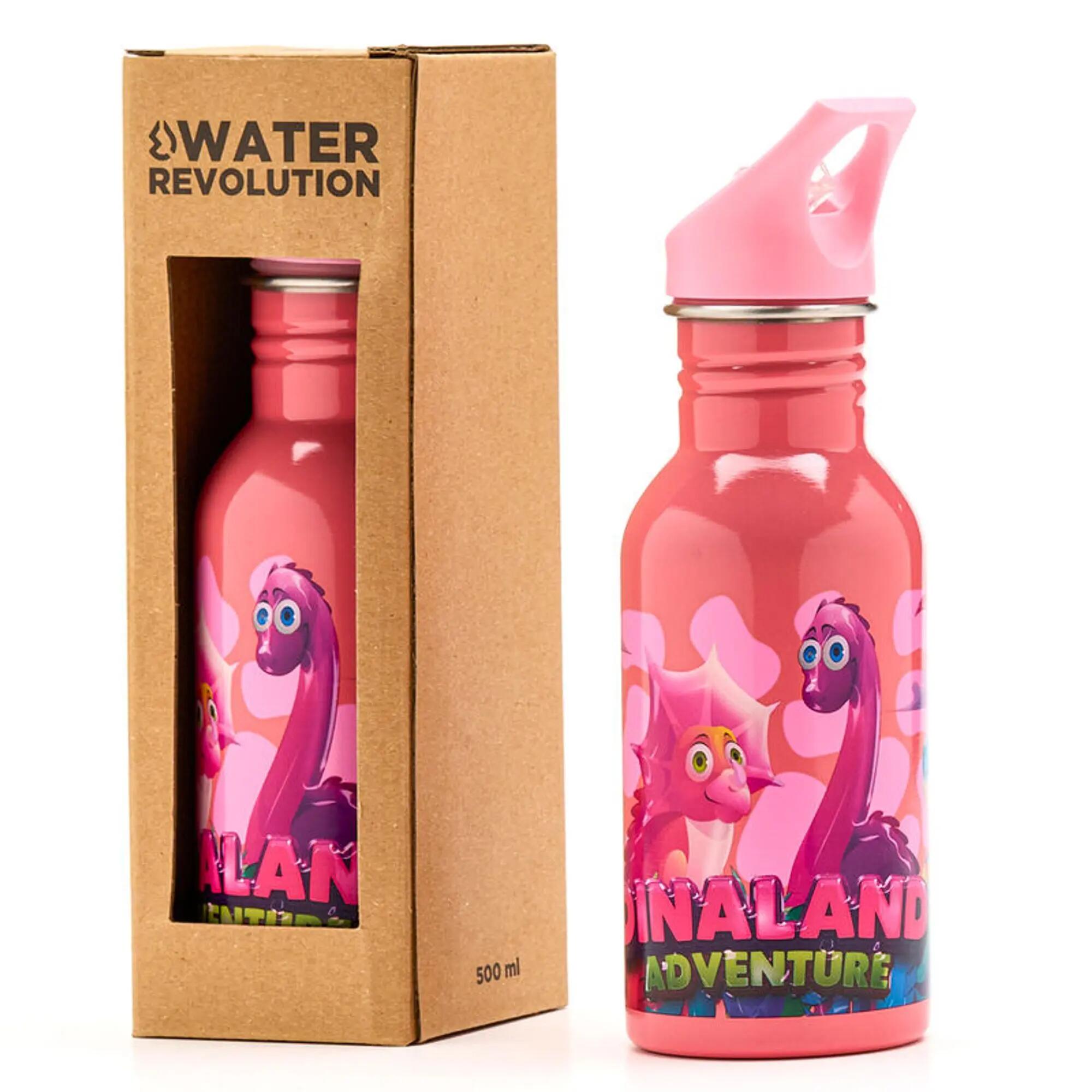 Feldflasche Kinder Dinaland Adventure aus Edelstahl Rosa mit 0,5 L 2/2