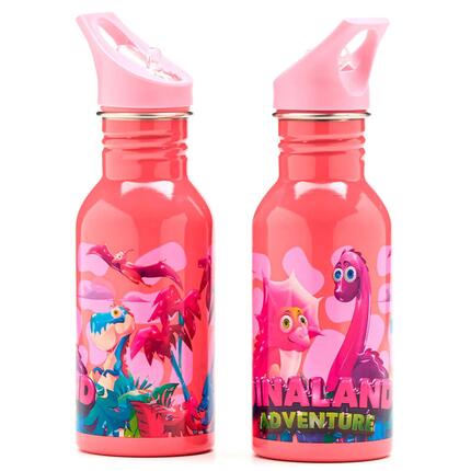 Gourde Enfant Dinaland Adventure en acier inoxydable Rosa avec 0,5 L