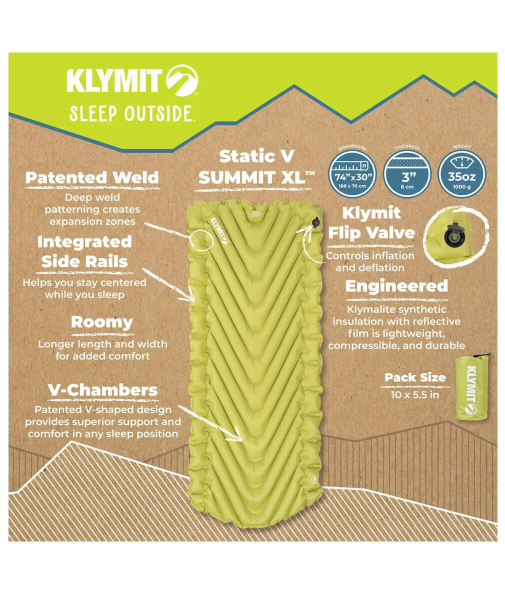 Materac dmuchany Klymit Static V Summit XL - electric green 6/7