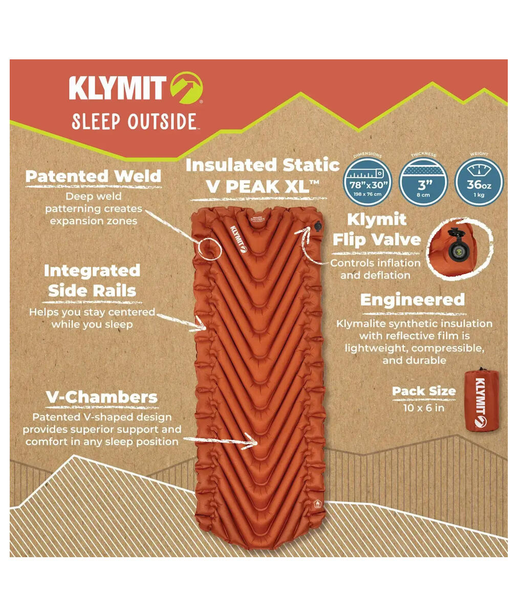 Materac dmuchany Klymit Insulated Static V Peak XL - flame 6/7
