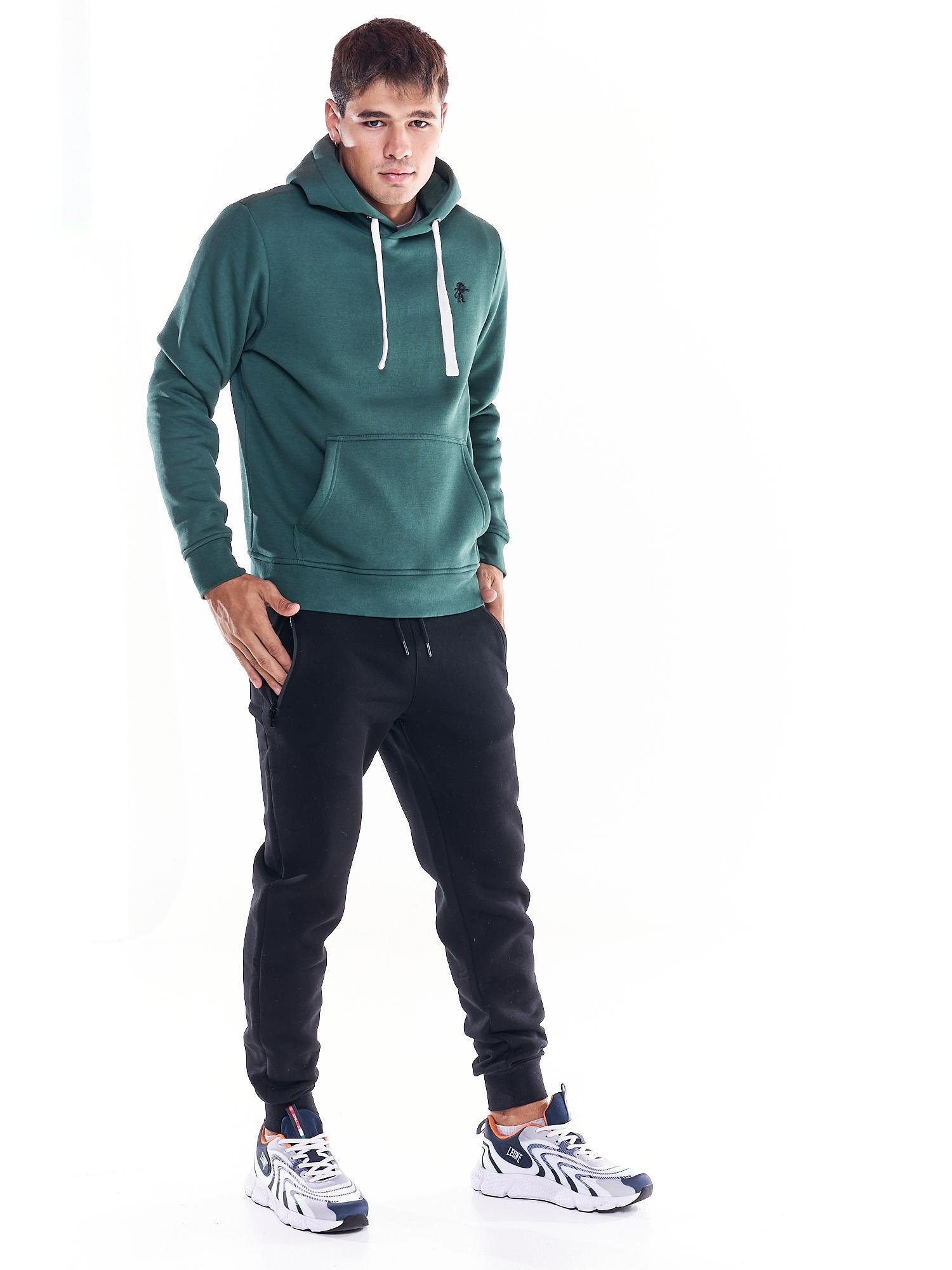 Felpa da uomo cappuccio e tascone icona leone Soft Basic 3/6