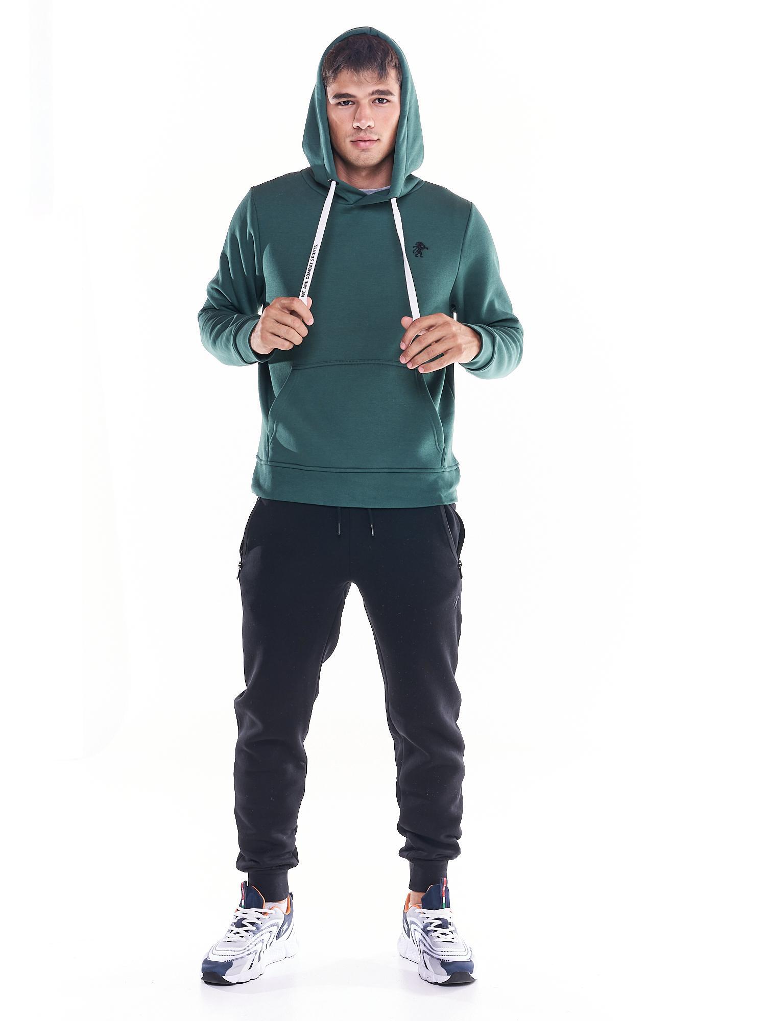 Felpa da uomo cappuccio e tascone icona leone Soft Basic 2/6