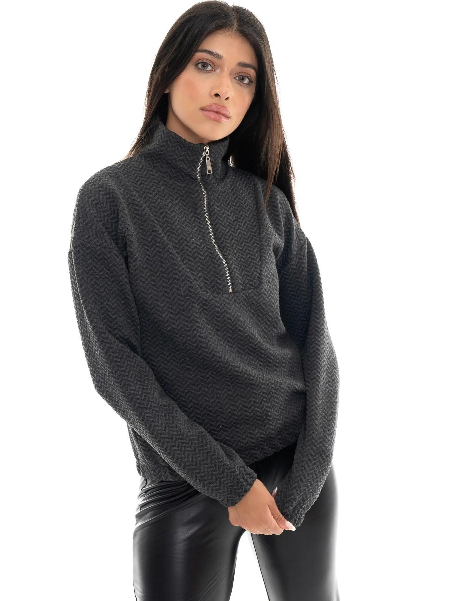 Bluza damska Leone 1947 Apparel Glam Winter ze stójką i zamkiem 5/5