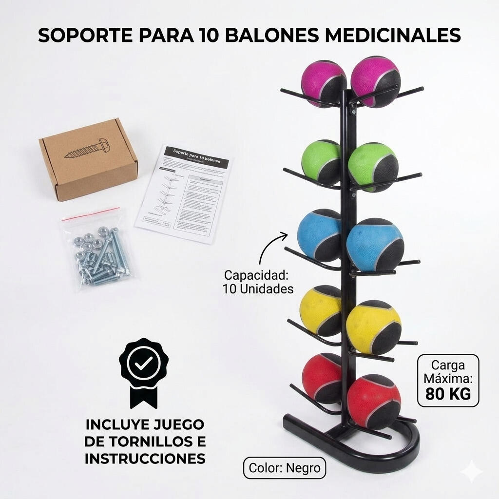 Soporte 10 Balones Medicinales Negro 3/3