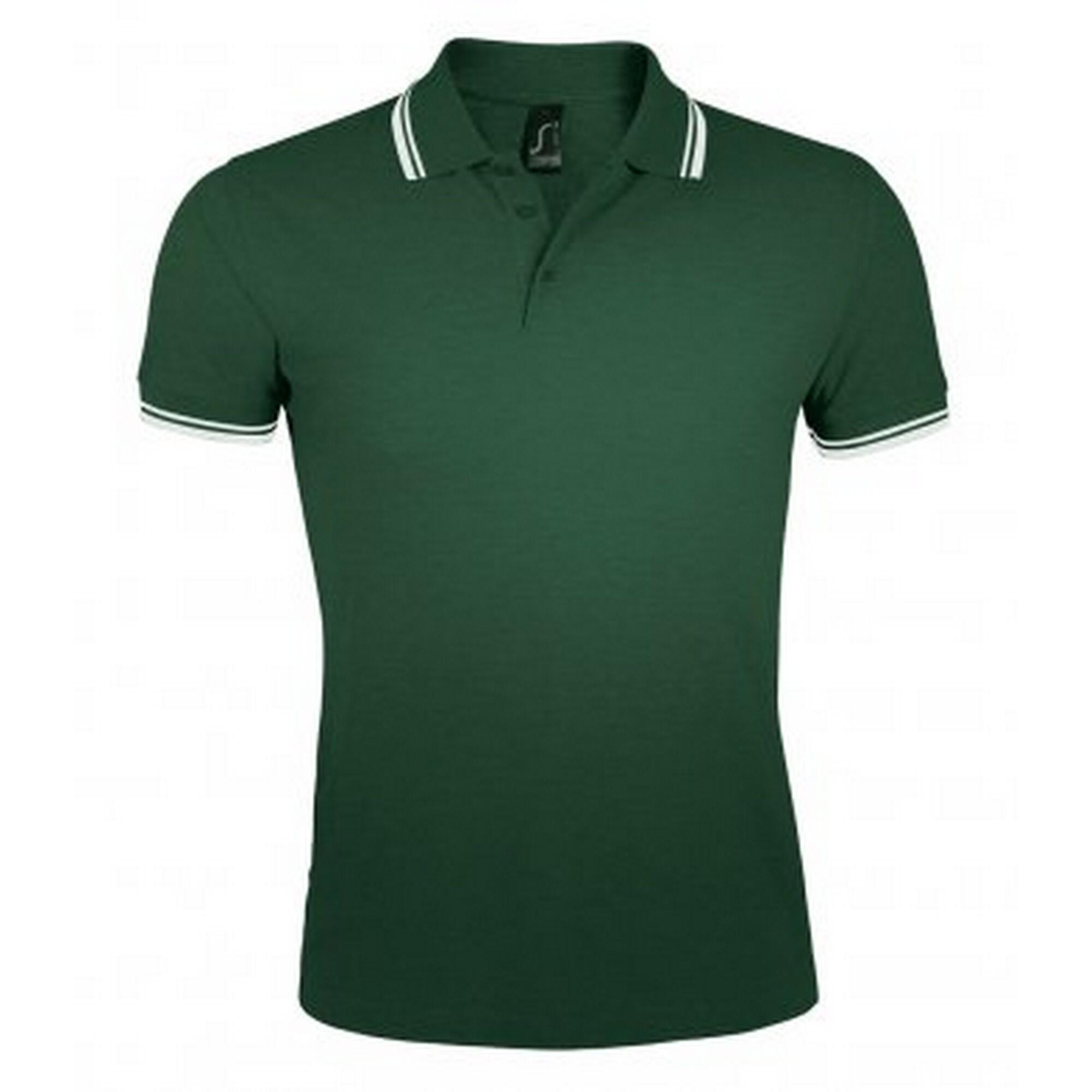 SOL'S Mens Pasadena Tipped Short Sleeve Pique Polo Shirt (Forest/White)
