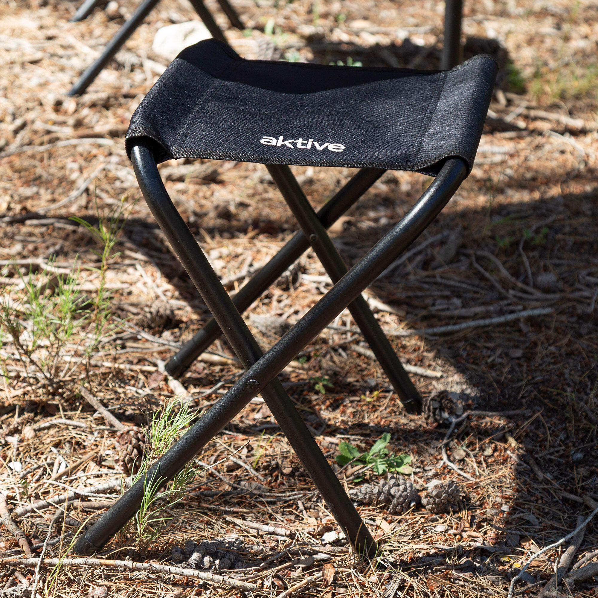 Aktive Table de camping pliante 90x60x40/70 cm avec 2 tabourets noirs 6/7