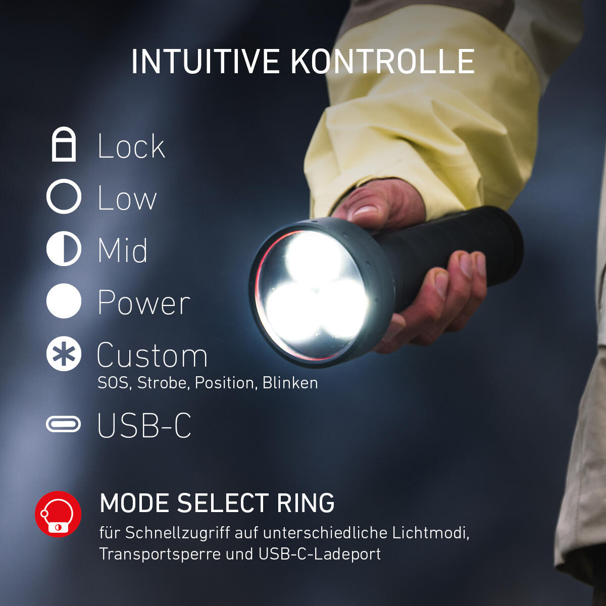 Lampe torche LED rechargeable – 7000 lm, IP68, 630 m, USB-C – P18R SIGNATURE 5/7