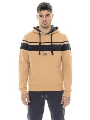 Felpa invernale uomo con cappuccio logo piccolo Leone 1947 Color Block