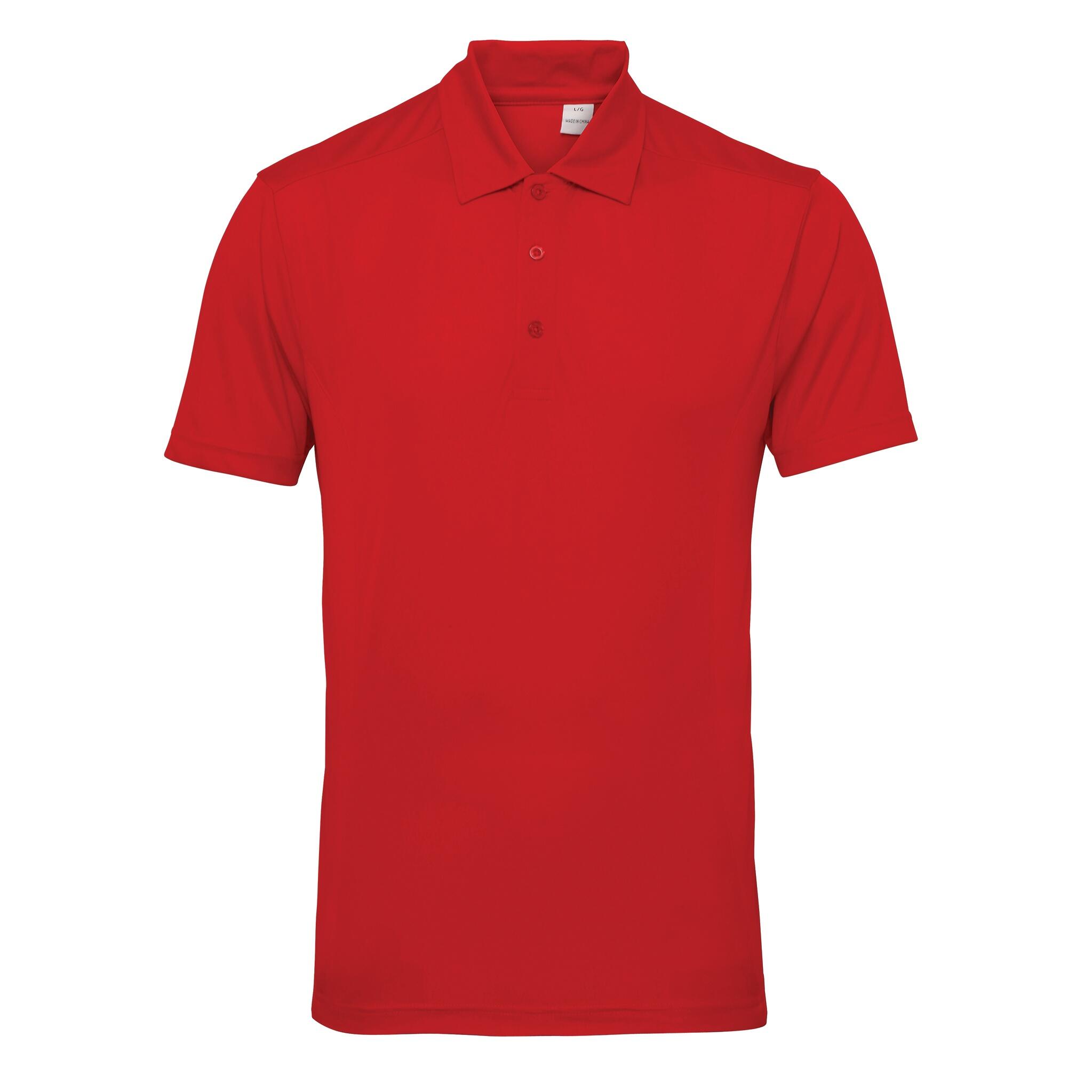 TRIDRI Tri Dri Mens Panelled Short Sleeve Polo Shirt (Fire Red)