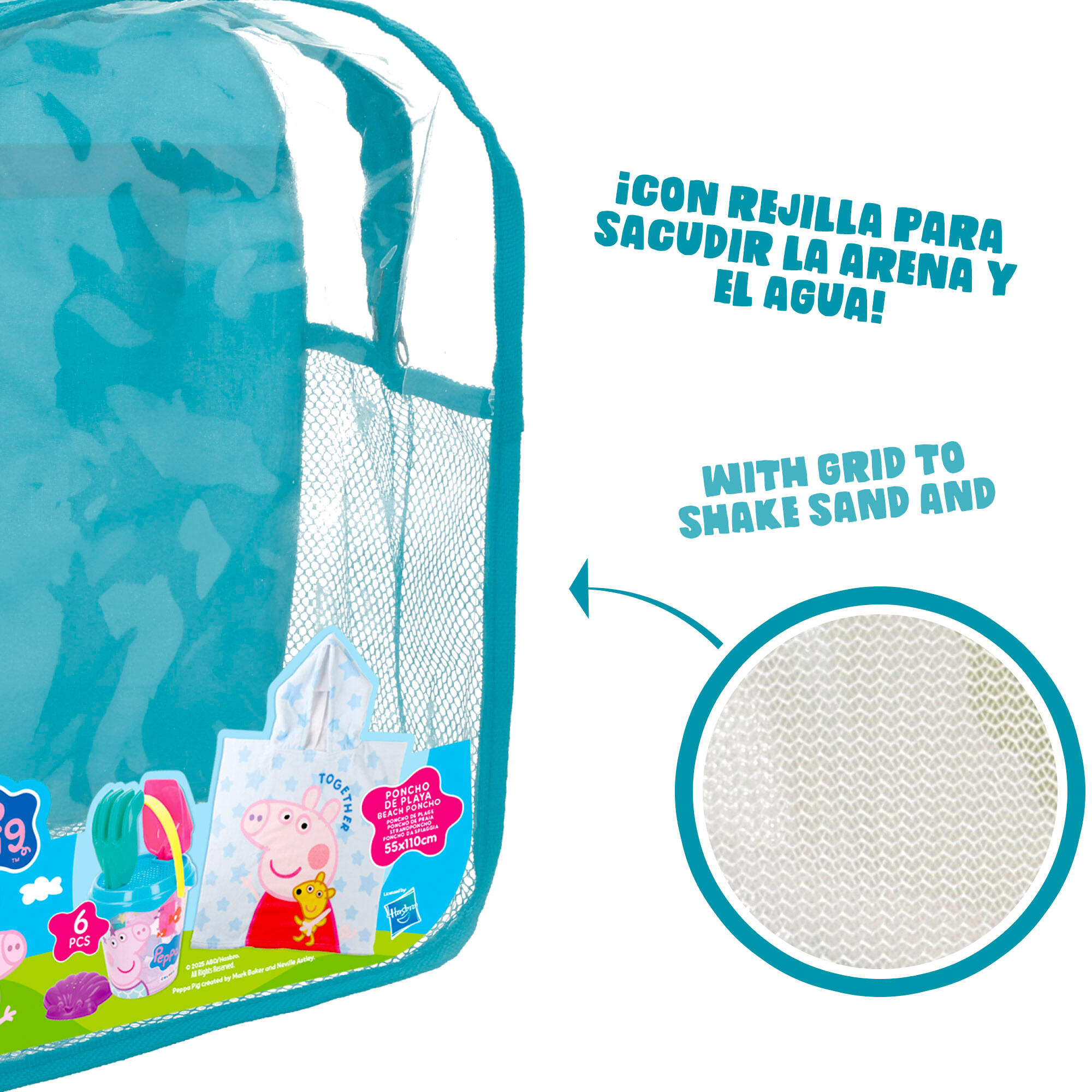 Peppa Pig Seau de plage avec accessoires sac à dos et poncho 5/7
