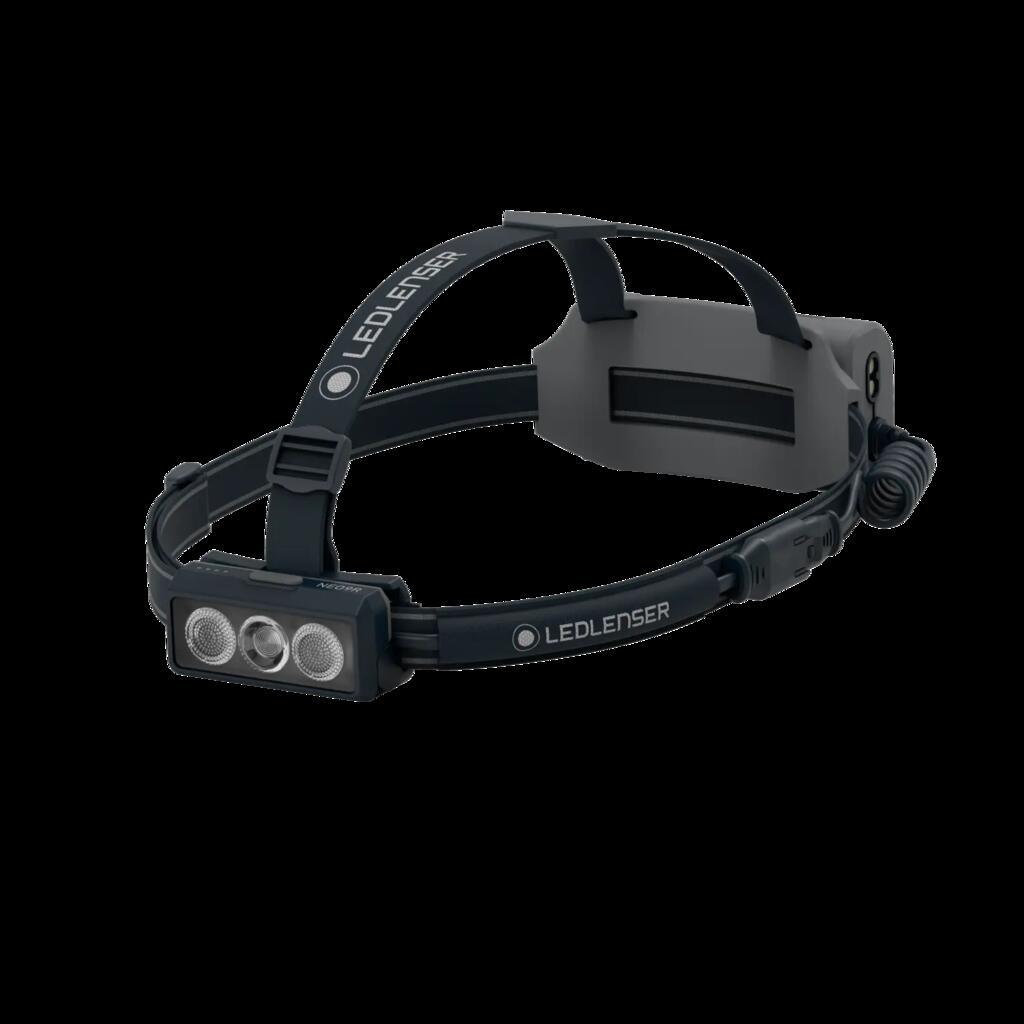 NEO9R Running Head Torch Rechargeable, 1200lm, Inc Red Rear Light (Black)