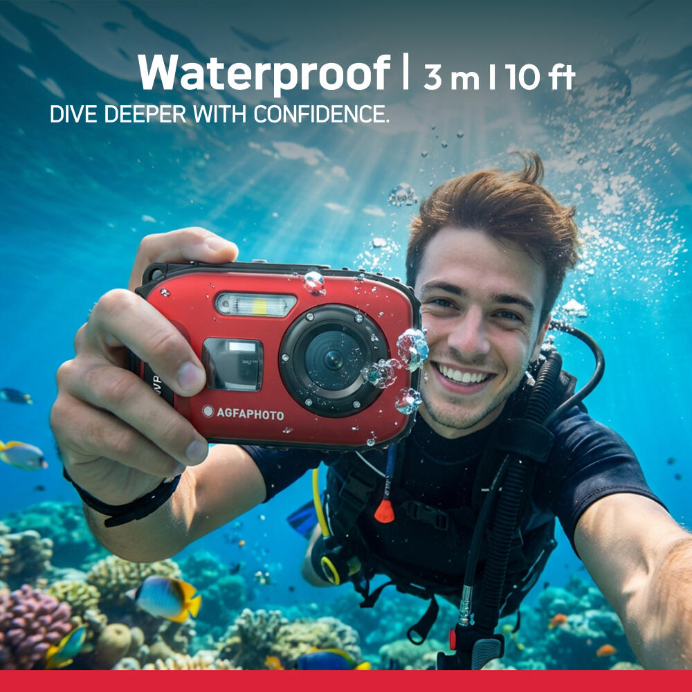AGFAPHOTO Realikids Cam Waterproof 12MP Fotocamera per bambini - Rossa 3/5