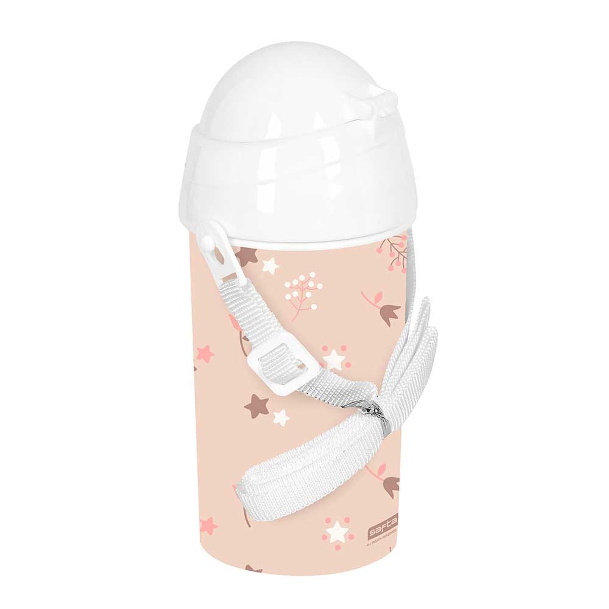 Botella Infantil Escolar con Pajita y Apertura Automática Flores Rosa 0,5 L 3/3