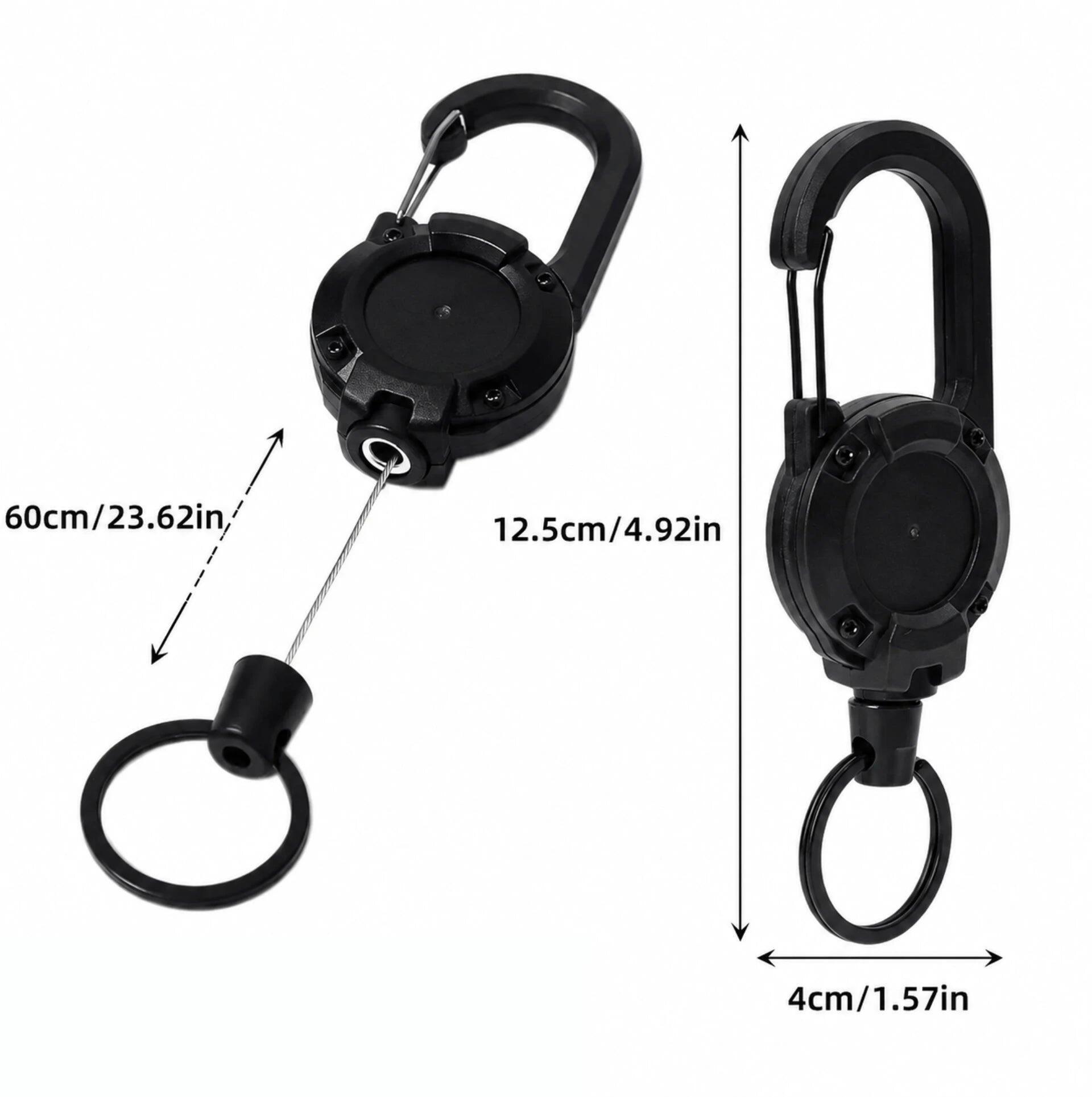 Moschettone retrattile portachiavi escursionismo - cavo acciaio 60 cm 4/4