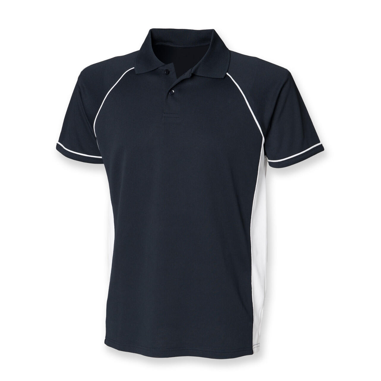 Mens Panel Performance Sports Polo TShirt (Navy/White) 2/2