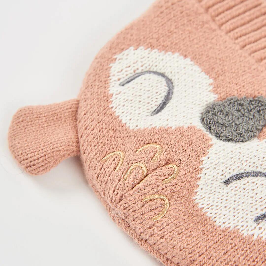 Gorro marrón bebé estampado de búho 2/3